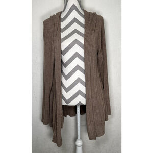 Barefoot Dreams CozyChic Ultra Lite XL Ribbed Knit Hooded Cardigan Sweater Chrty